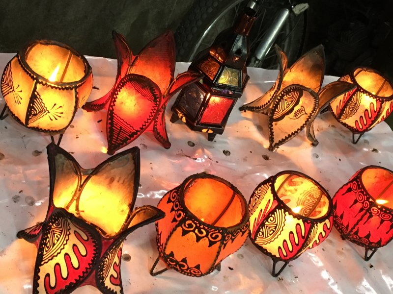 The souks of Marrakech: leather lanterns The souks of Marrakech: leather lanterns
