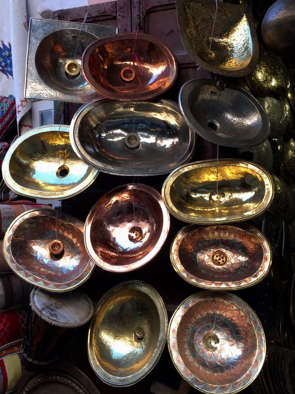 Wash basins for sale Wash basins for sale in the souk, Marrakech