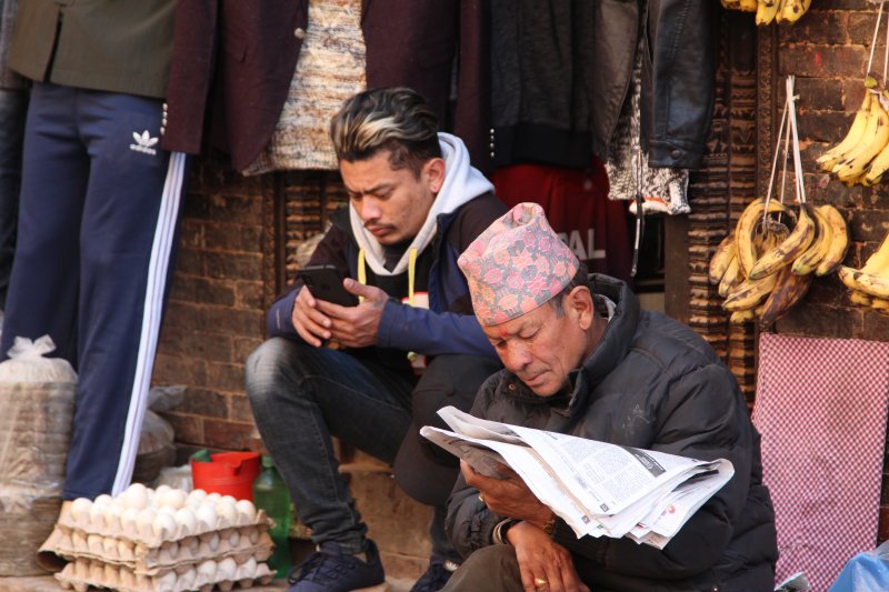 Old and modern meet in Bhaktapur