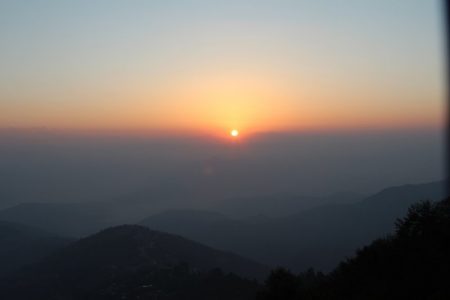 Dreaming about travel: sunrise from Hotel Country Villa, Nepal