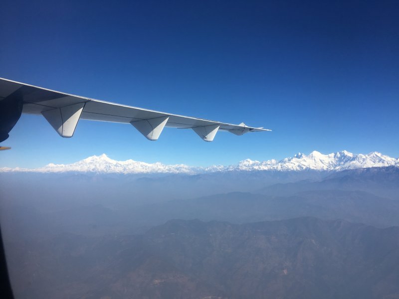 Himalaya mountain range from Kathmandu to Pokhara flight