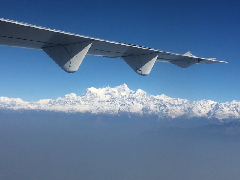 Himalayas from flight Kathmandu to Pokhara