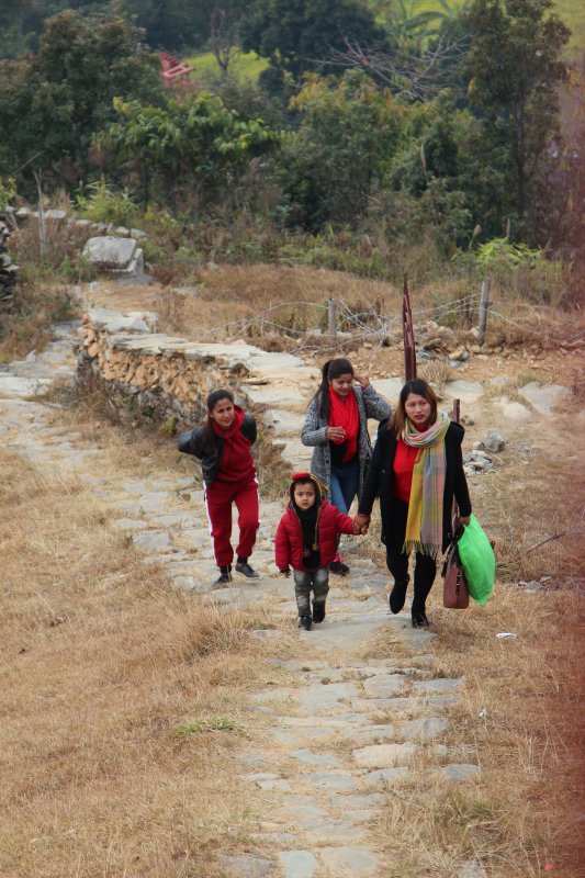 Locals walking from lakeside to Sarangkot