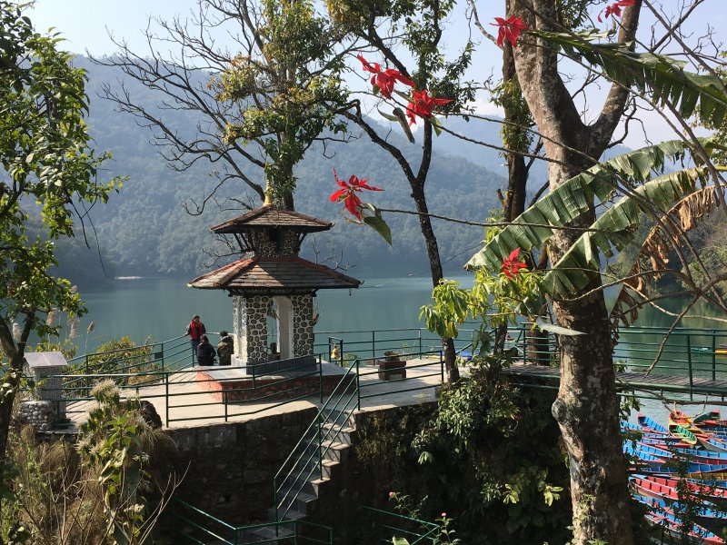 Travel in Nepal: one of the many Pokhara lakeside pagodas