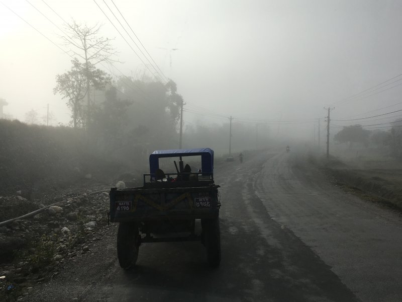 Travel in Nepal: Pokhara to Kathmandu on a misty morning