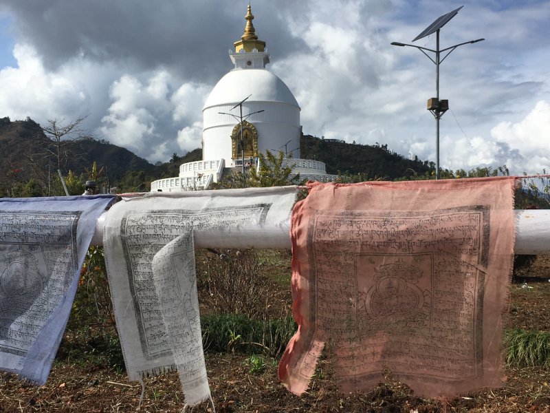 World Peace Stupa and prayer flags