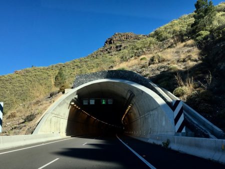 A road tunnel, driving in Tenerife