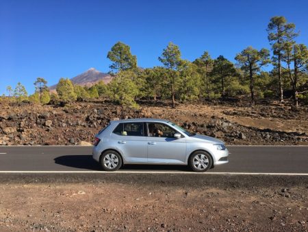 Driving in Parque Nacional del Teide landscape