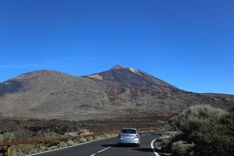 Driving in the moon landscape of Mount Teide
