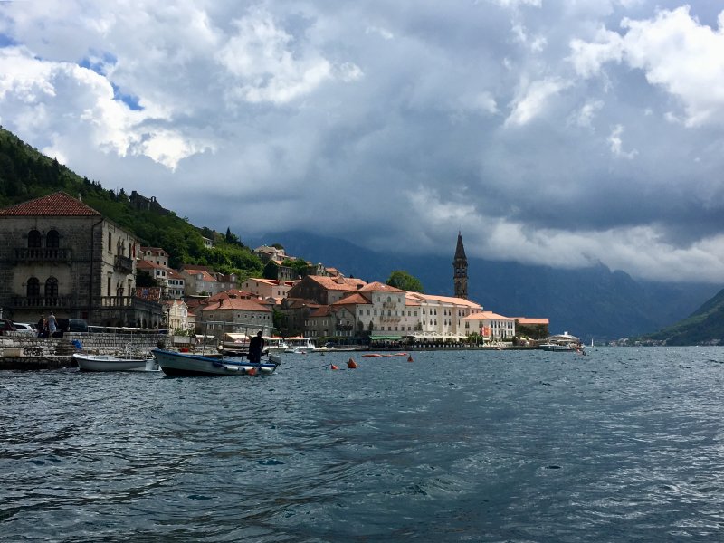 A typical view of Montenegro, Europe Boat trip Perast to Our Lady of the Rock island