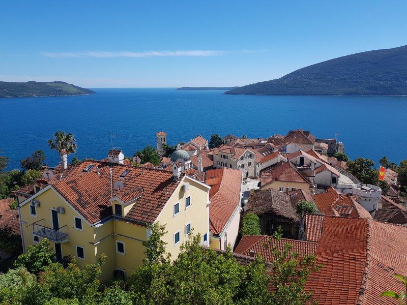 Herzeg Novi old town and the Adriatic Sea