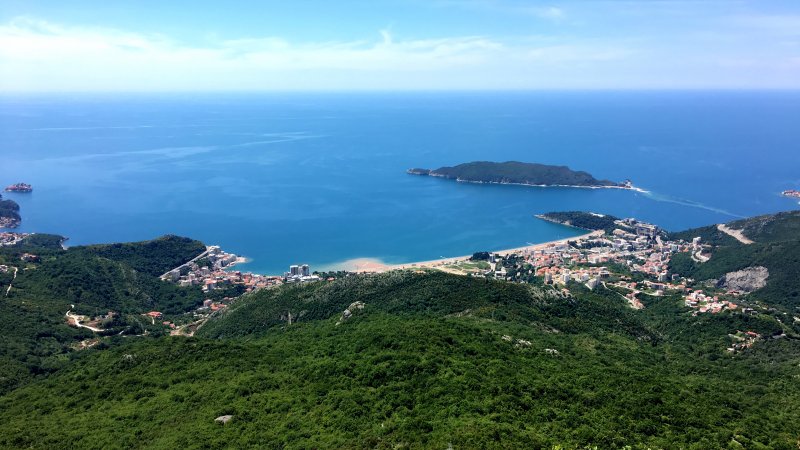 Montenegro drive: Becici and Budva from mountains Becici and Budva
