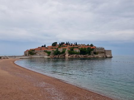 Private beach of Sveti Stefan, Montenegro