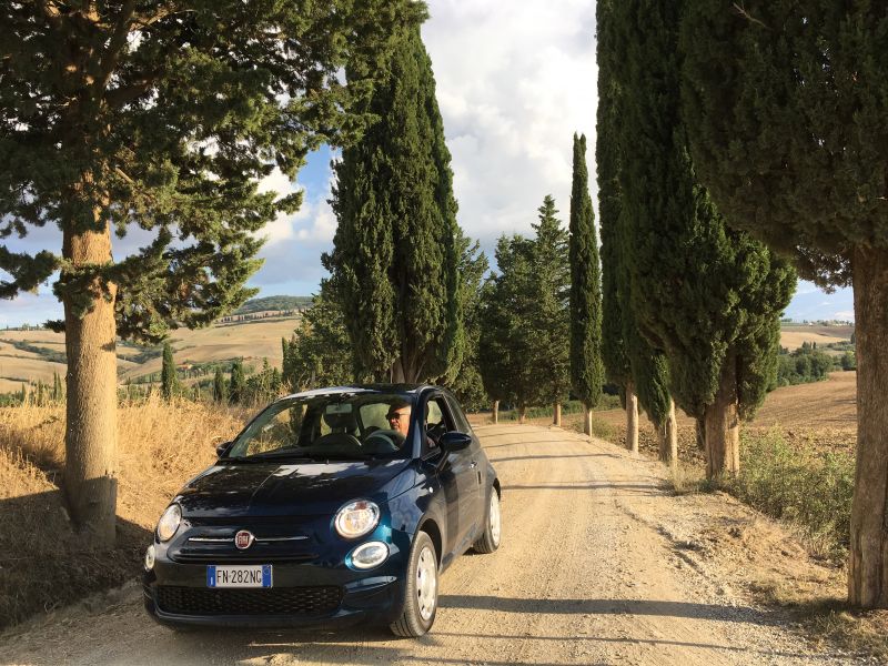 Driving along Tuscan country roads