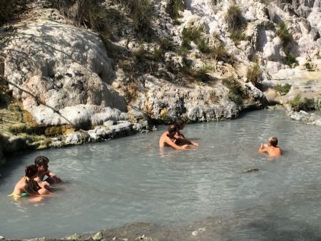 Enjoying the thermal baths of Bagni San Filippo, Tuscany
