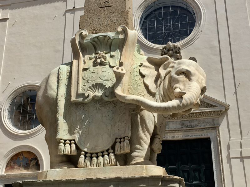 Italy by train and car: elephant statue in Rome Italy by train and car: elephant statue in Rome