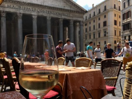 Italy by train and car, Pantheon and a glass of wine
