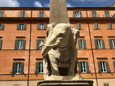 Italy by train and car: statue behind Pantheon