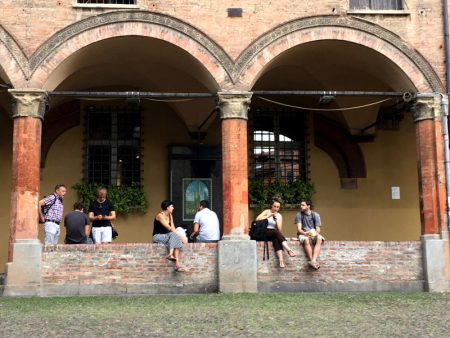 Piazza Santo Stefano street life, Bologna