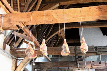Drying hams in Ghent Meat Hall, Belgium