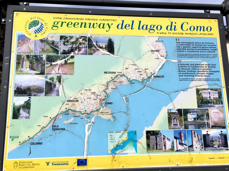 Map of Greenway del Lago di Como waking route Greenway del lago di Como map
