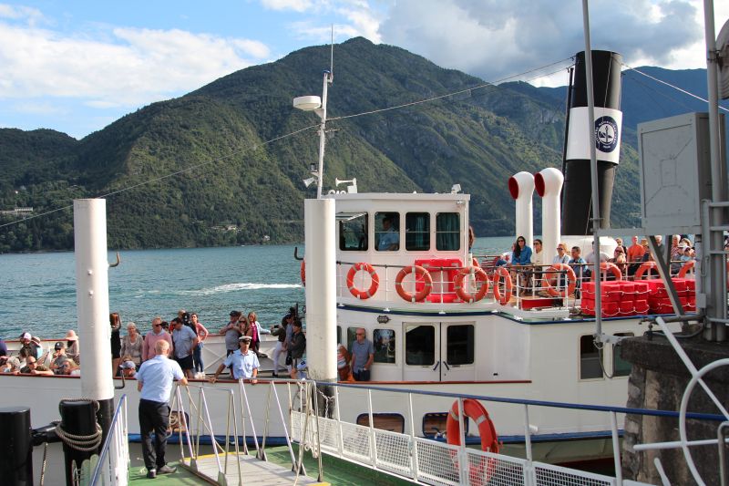 Lake ferry arriving at Tremezzo pier Lake Como ferry
