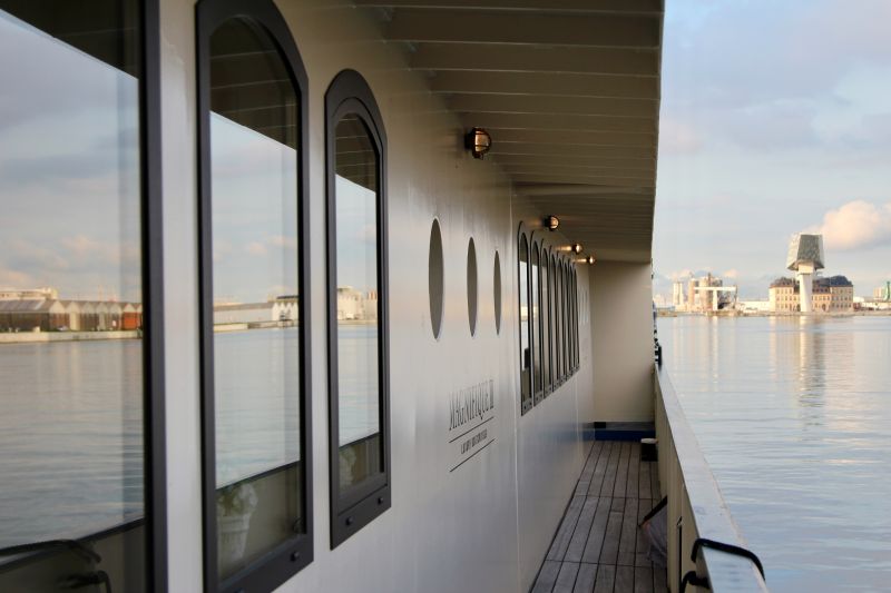 River cruising through the Low Countries: our barge in Antwerp River cruising through the Low Countries: our barge in Antwerp