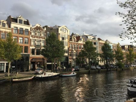 Amsterdam canal and guildhouses