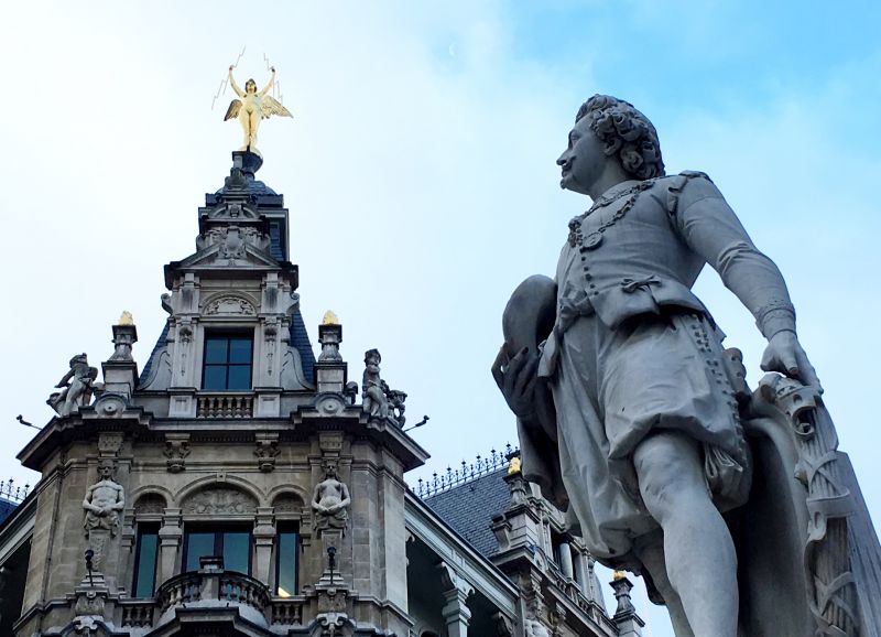 River cruising in Belgium: Antoon van Dyck statue, Antwerp River cruising in Belgium: Antoon van Dyck statue, Antwerp