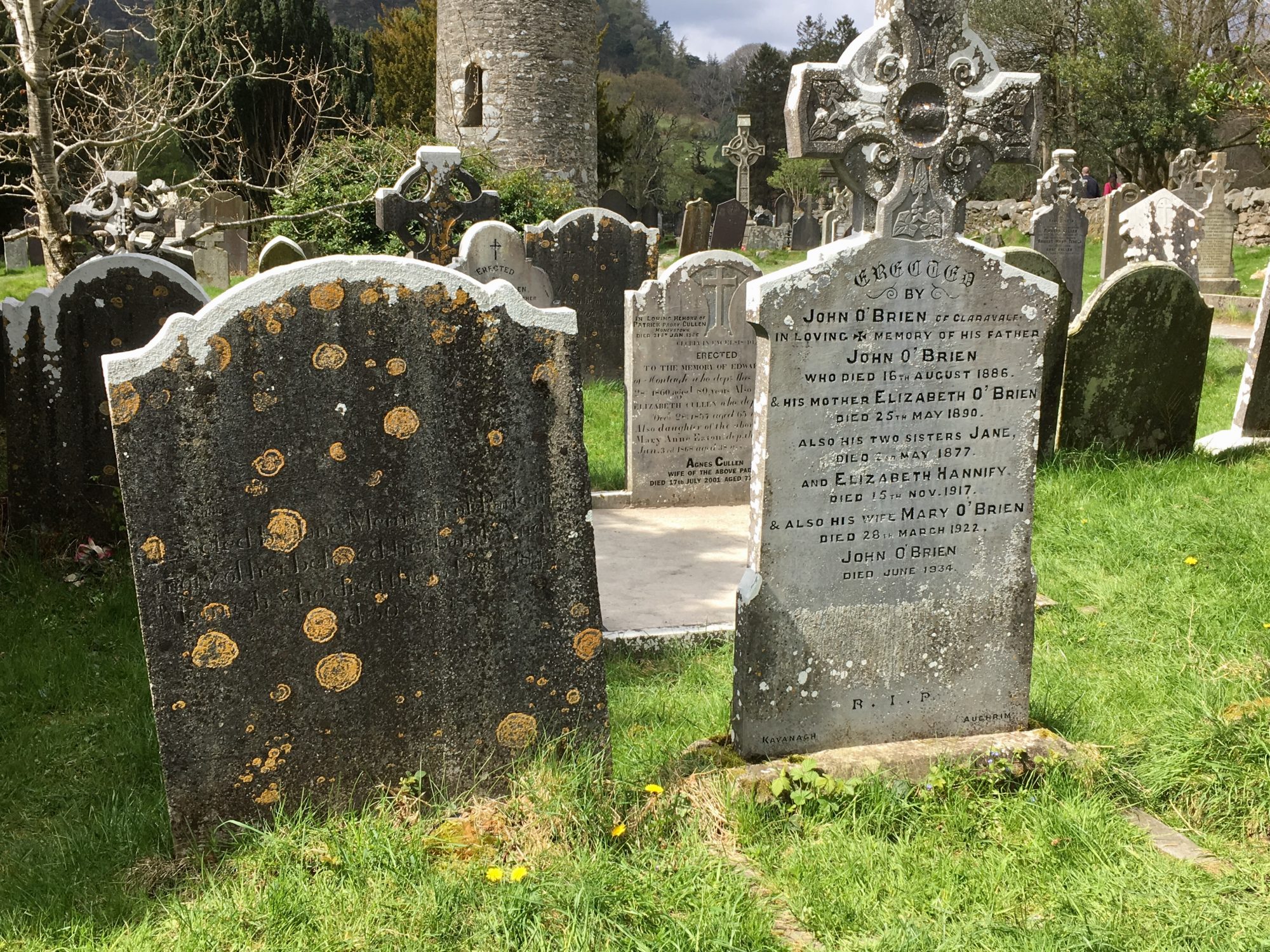 Glendalough round tower and graveyard Glendalough round tower and graveyard