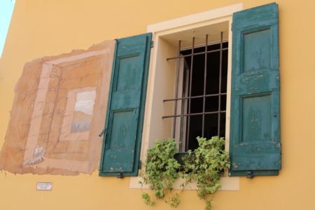 A real and a fake window in Dozza, Emilia Romagna
