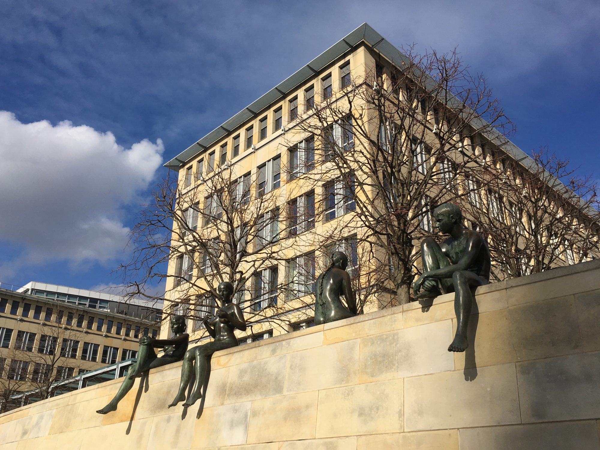 Art in Berlin: between Alexanderplatz and the Museum Island Stautes by the River Spree, Berlin
