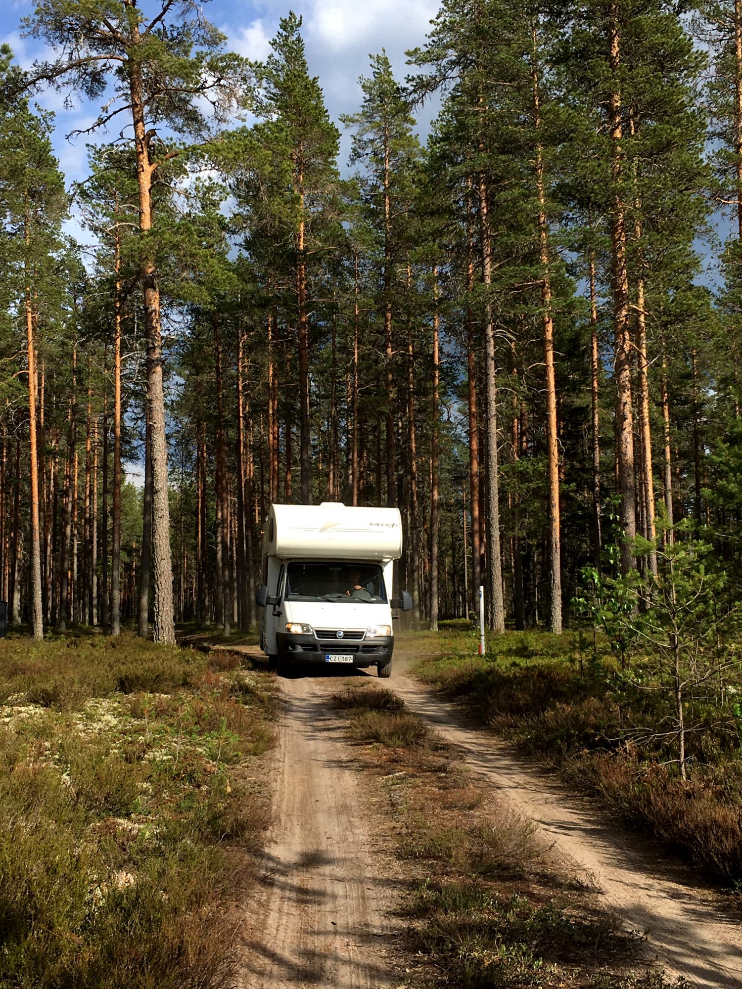 Motorhome travel through Finland's forests