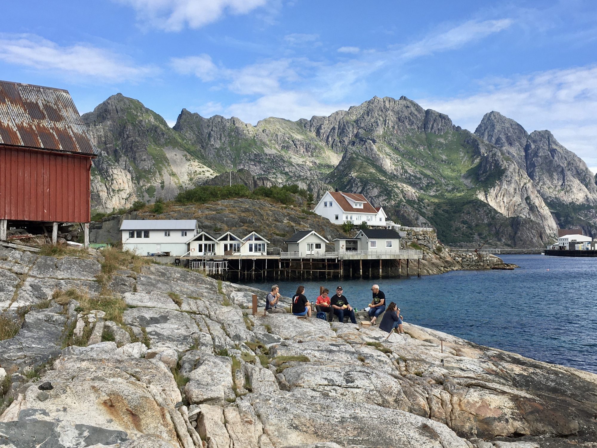 Picnic in Heniingsvaer, Lofoten Henningsvær picnic on the cliffs, Lofoten Islands