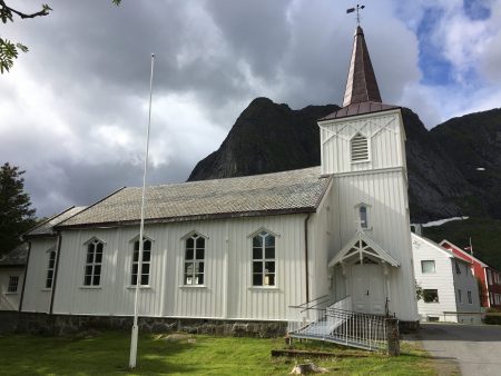 Scenic drive through the Lofoten Islands: Reine church
