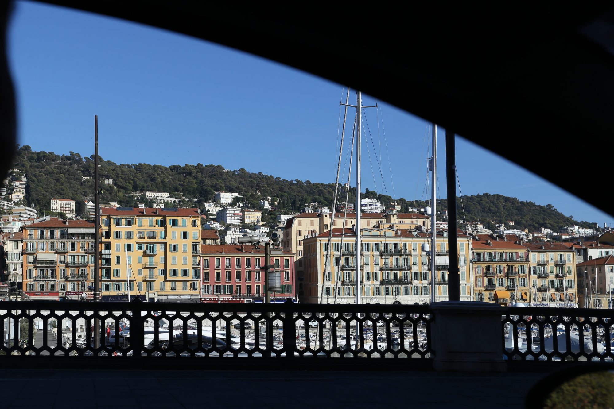 The Port of Nice seen from our car