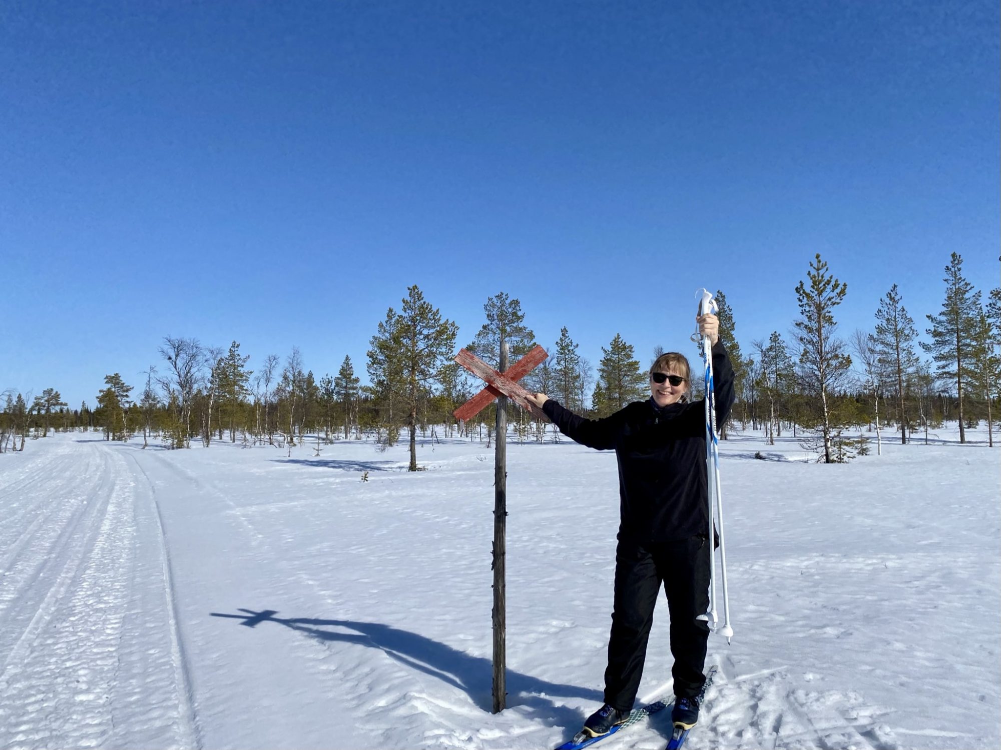Skiing in the back country Arctic Lapland spring: back country skiing