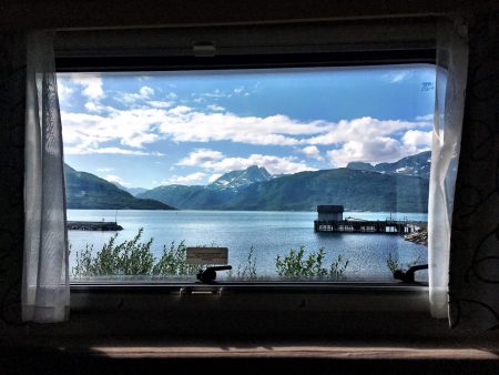 Norway by motorhome: Lyngenfjord from motorhome window