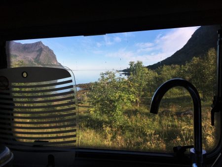Senja coastline from motorhome kitchen
