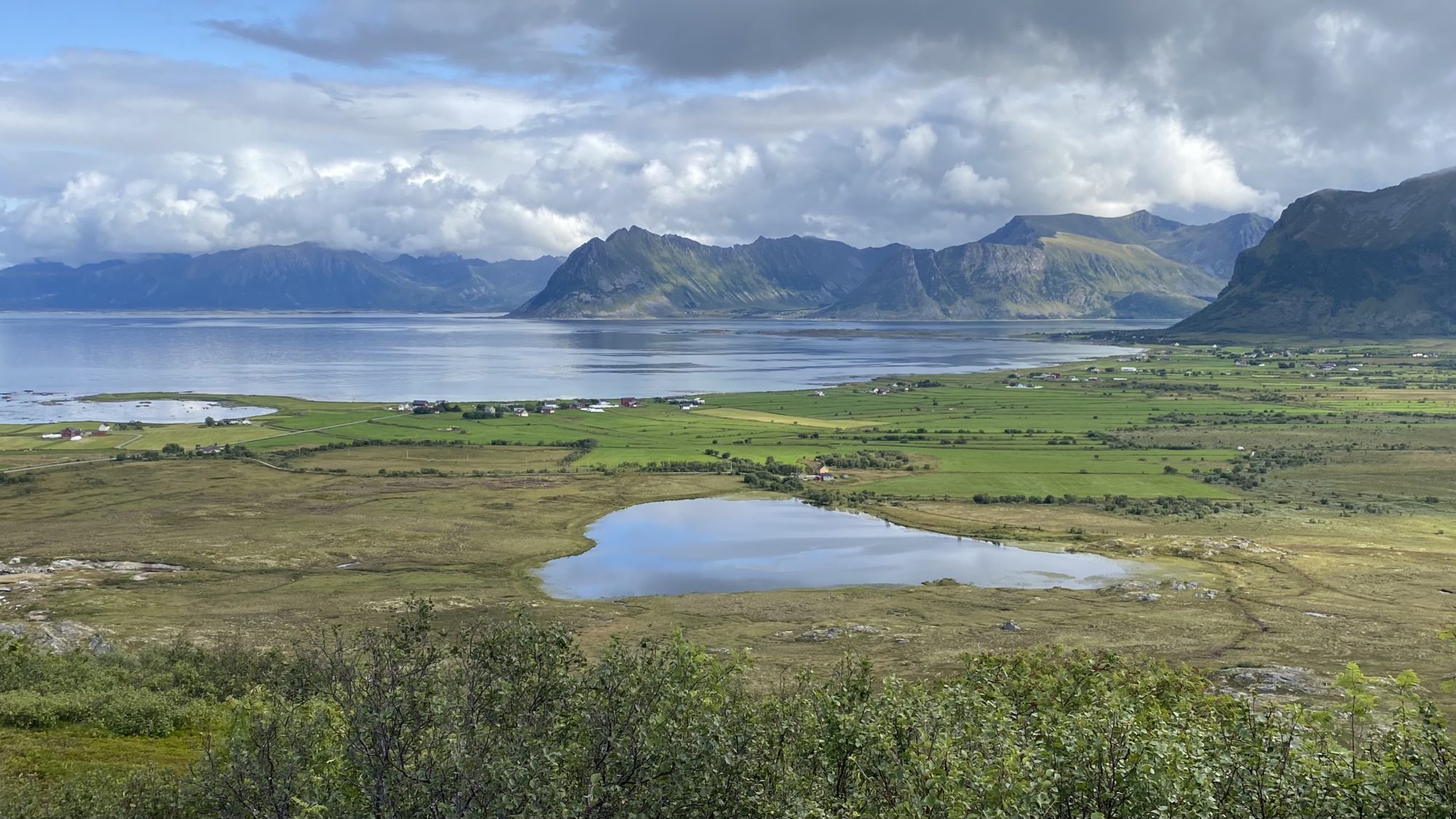 Gimsoya coastline from Hoven, Lofoten Gimsoya from Hoven, Lofoten