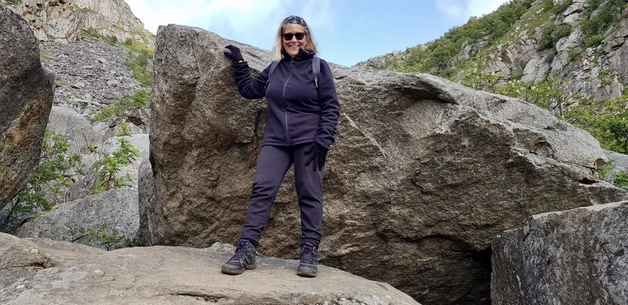 Hiking a rocky path: Heia, Henningsvaer Hiking a rocky path: Heia, Henningsvaer