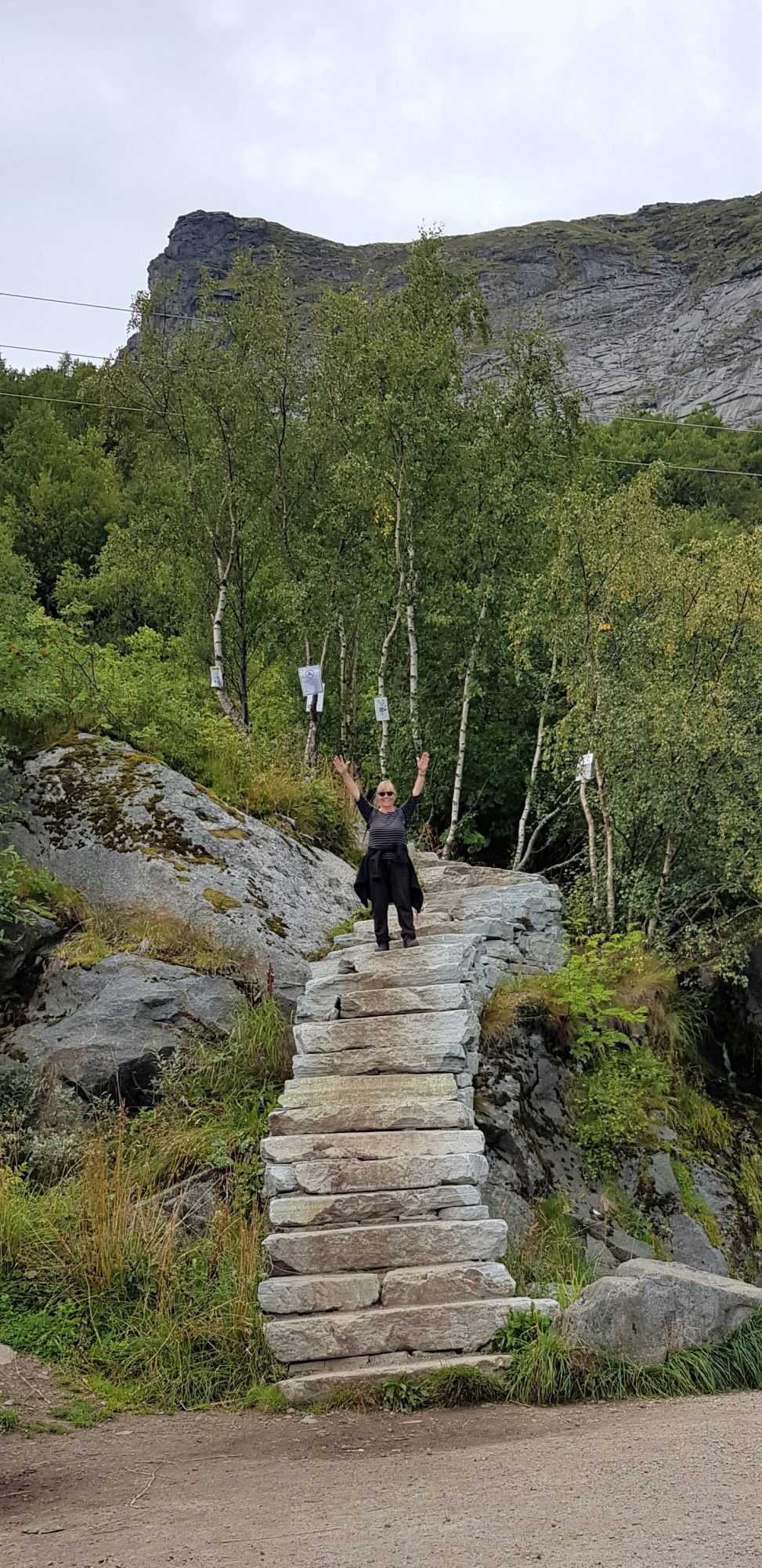 Reinebringen trailhead Lofoten hikes: we did the Sherpa steps!