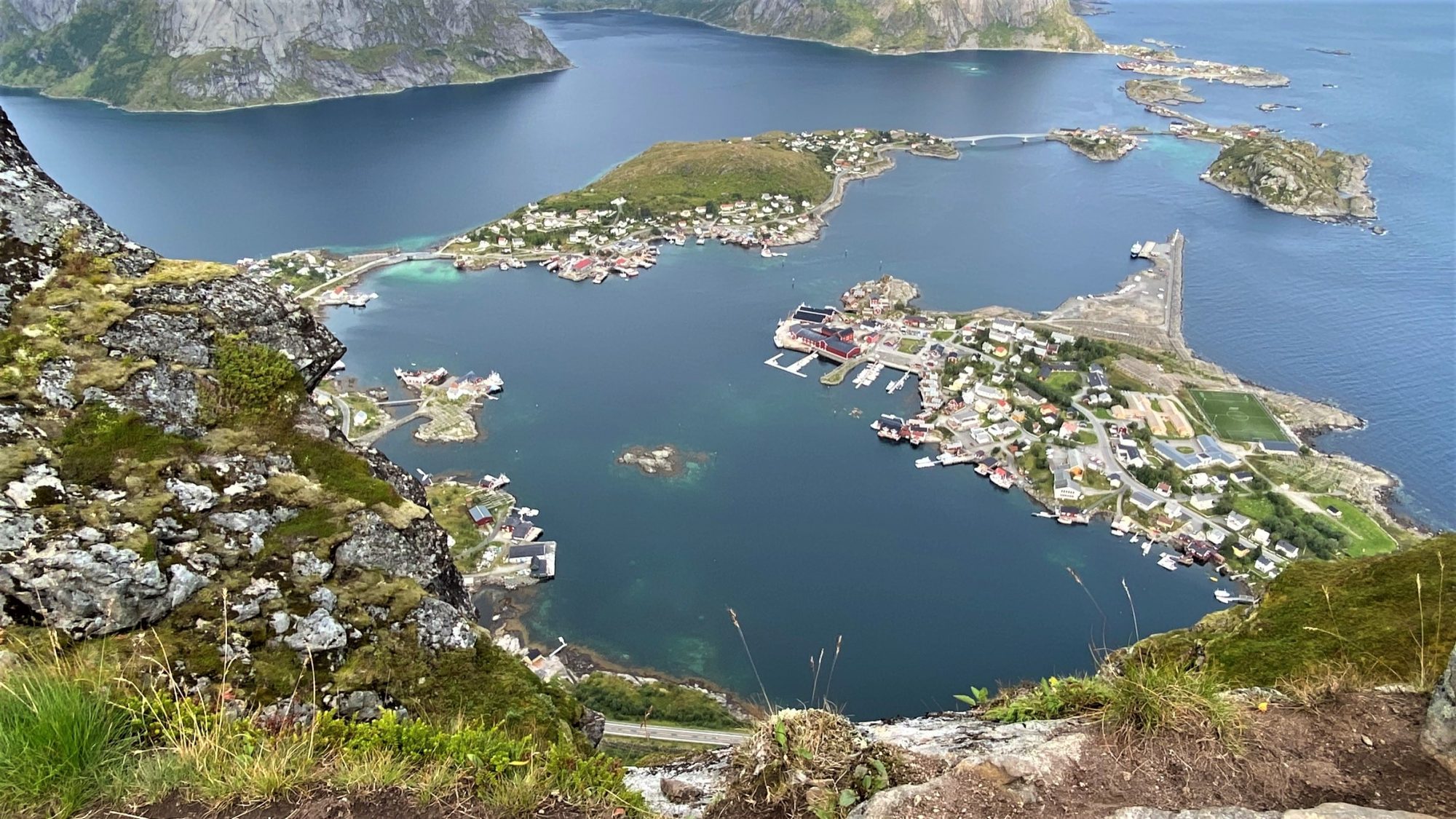 Reinebringen panorama towards Reine Reinebringen panorama towards Reine