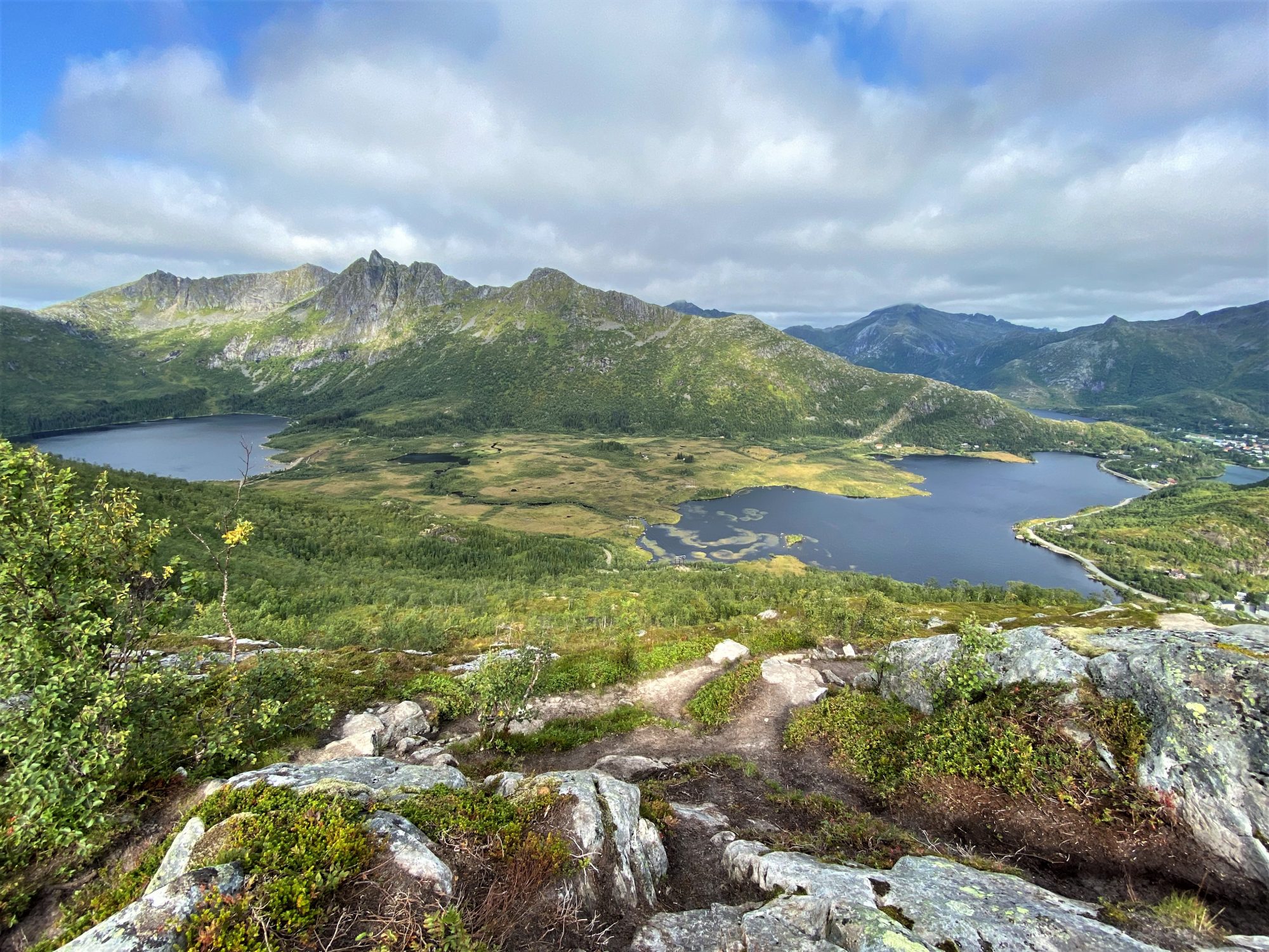 Tjeldbergtinden view to mountain lakes View from Tjeldbergtinden to mountain lakes