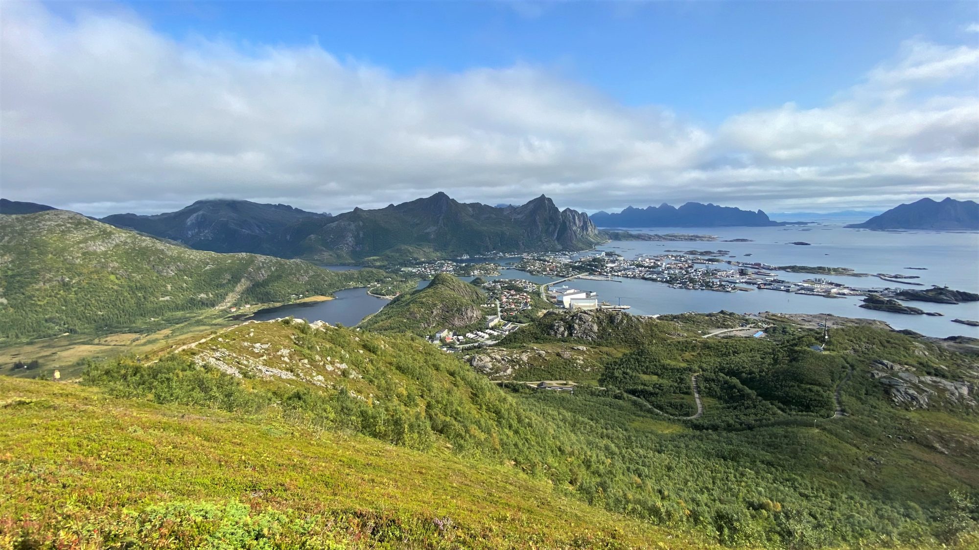View from Tjeldbergtinden towards Svolvaer View from Tjeldbergtinden towards Svolvaer