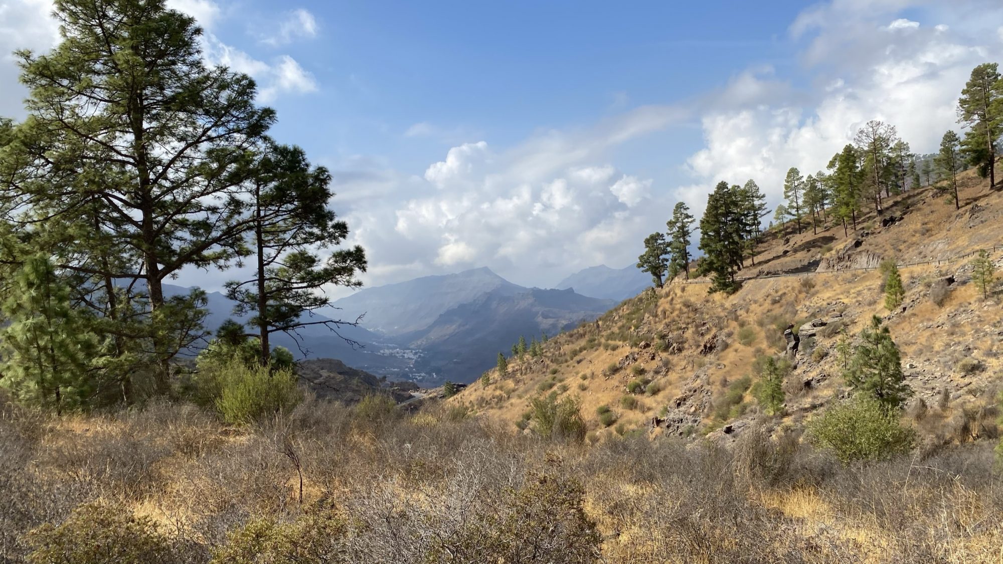Looking back to the village of Mogan from the mountains From Mogan to the highest mountains in Gran Canaria
