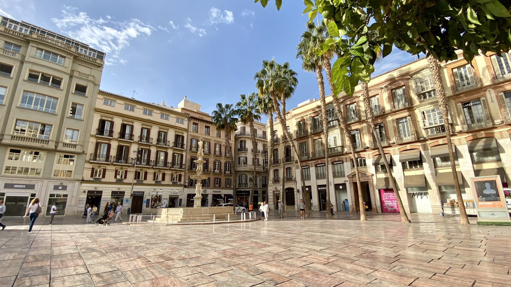 The pretty Costa del Sol: Plaza de la Constitucion of Malaga